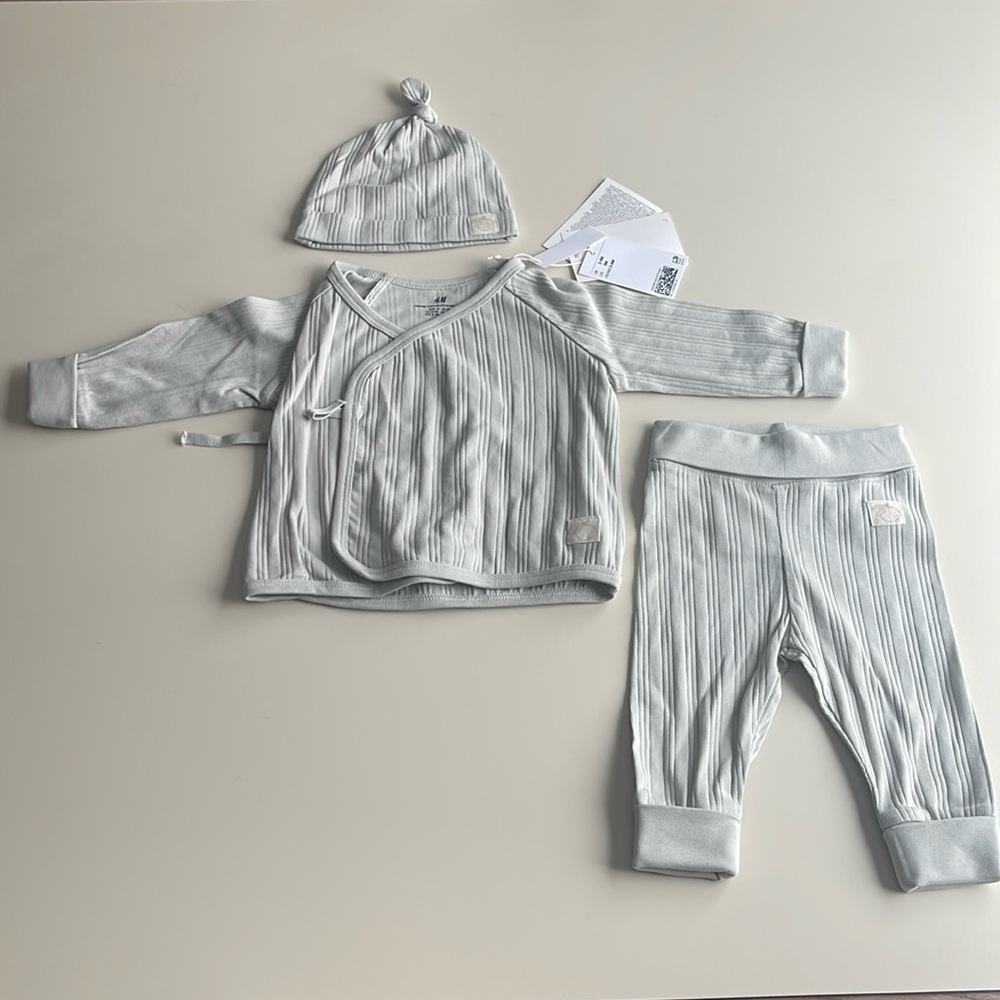 H&M Baby Organic Cotton 3 Piece Set in Light Green